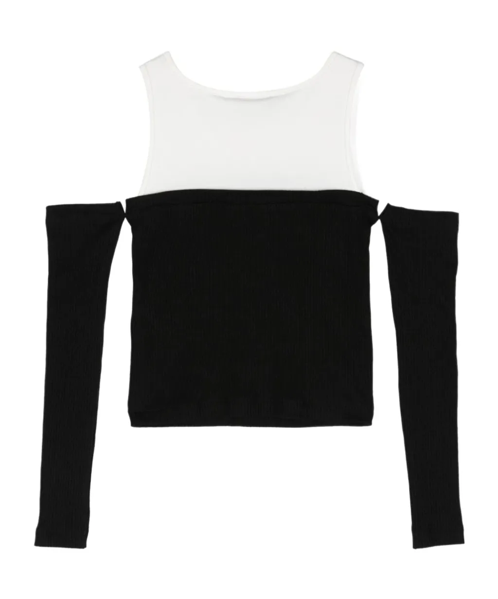Cold-Shoulder Ribbed Top