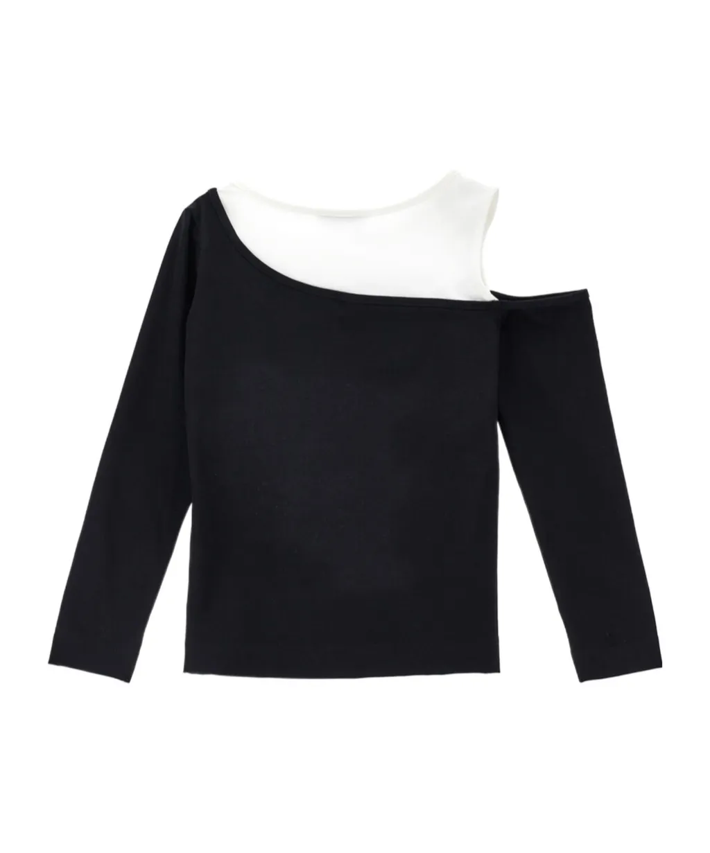 Rubberised-Logo Asymmetric T-Shirt