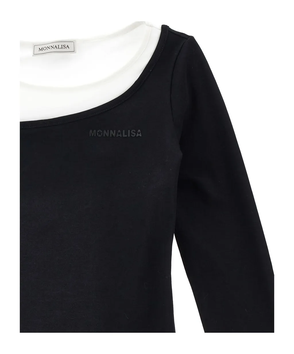 Rubberised-Logo Asymmetric T-Shirt