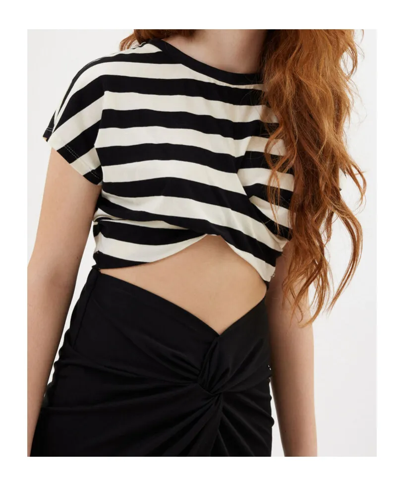 Knot Detailed Striped Top