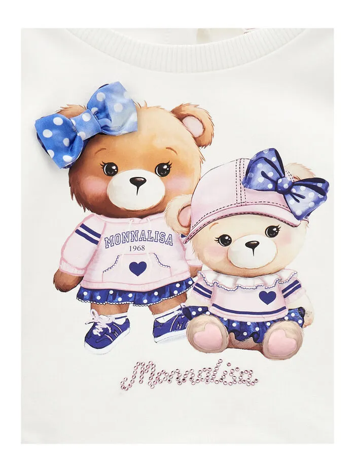 Teddy Bear Print Cotton Sweatshirt