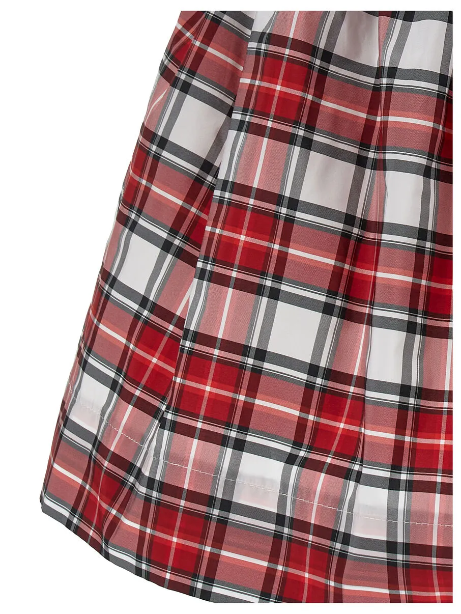 Sleeveless Checked Taffeta Dress
