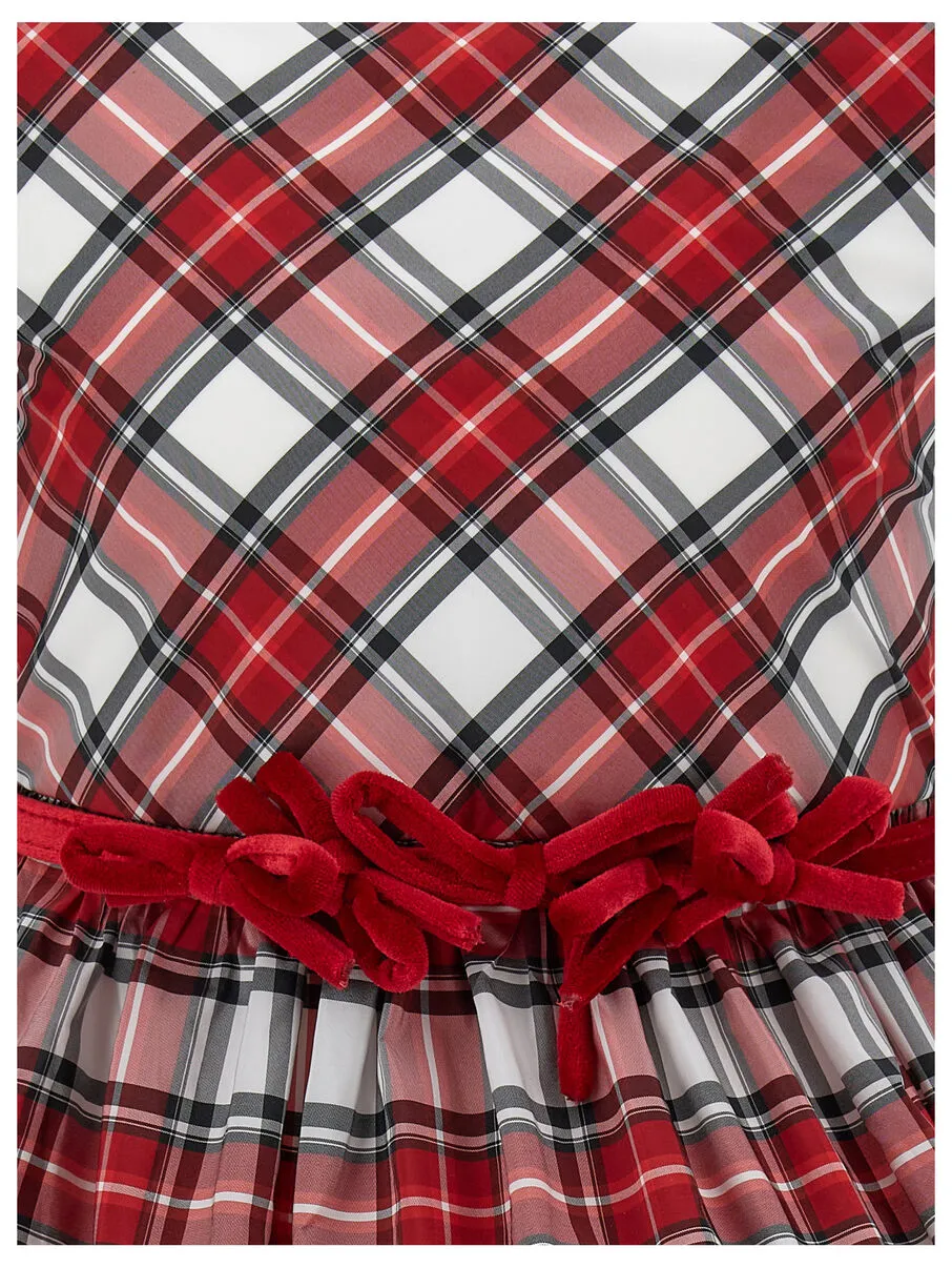 Sleeveless Checked Taffeta Dress