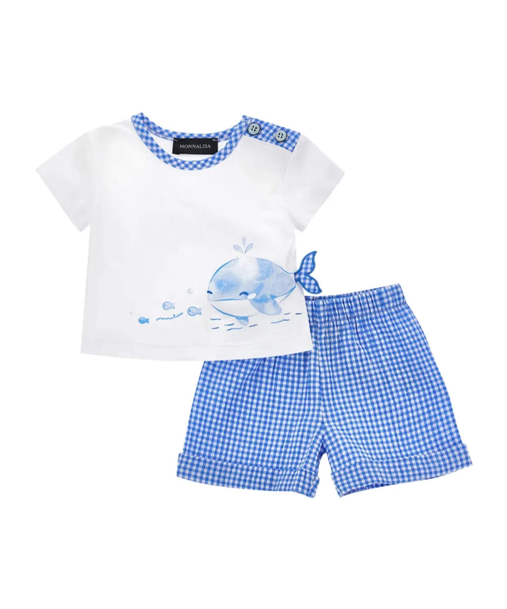Checked Cotton Shorts Set