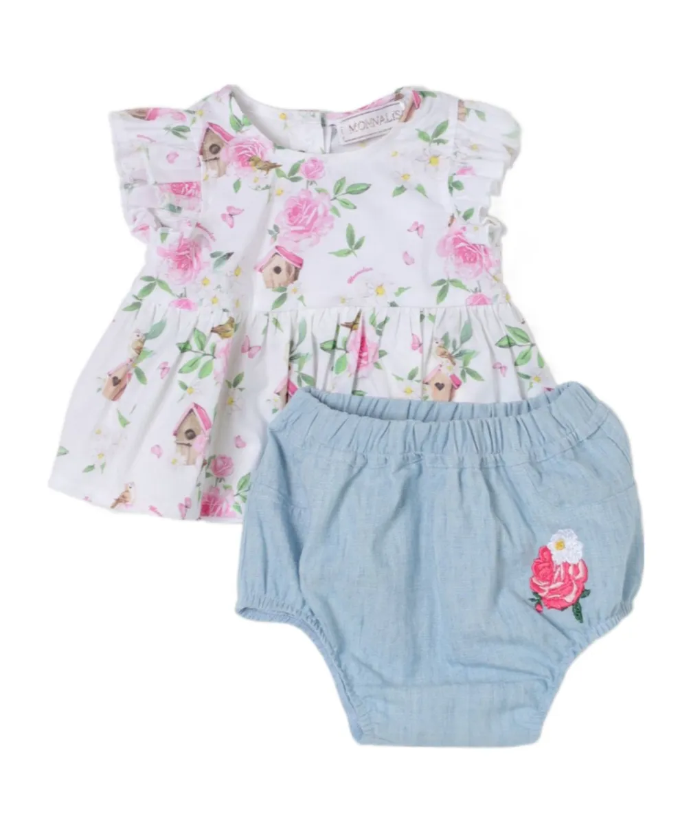 Floral-Motif Two-Piece Set