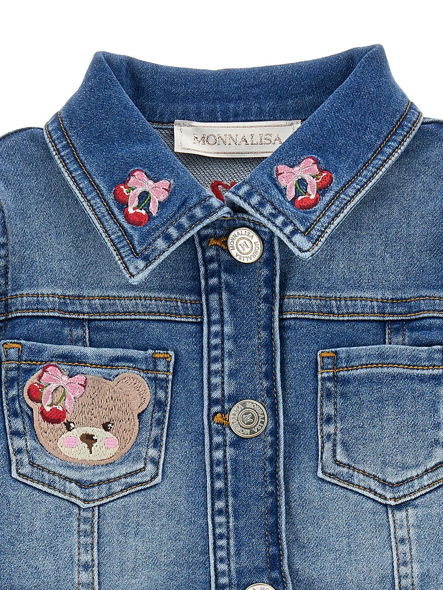 Embroidered-Bear Denim Jacket