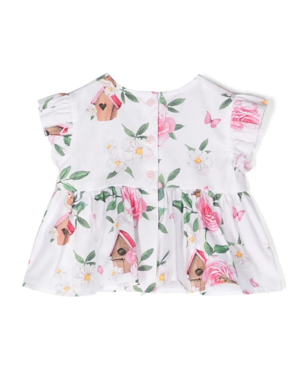 Bird Houses Floral Blouse