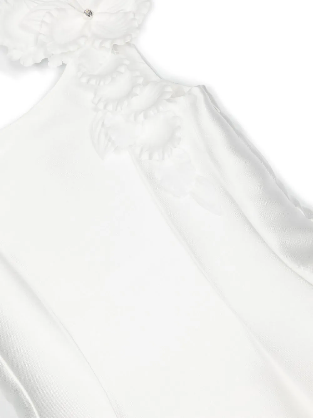 Floral-Appliqué Flared Dress