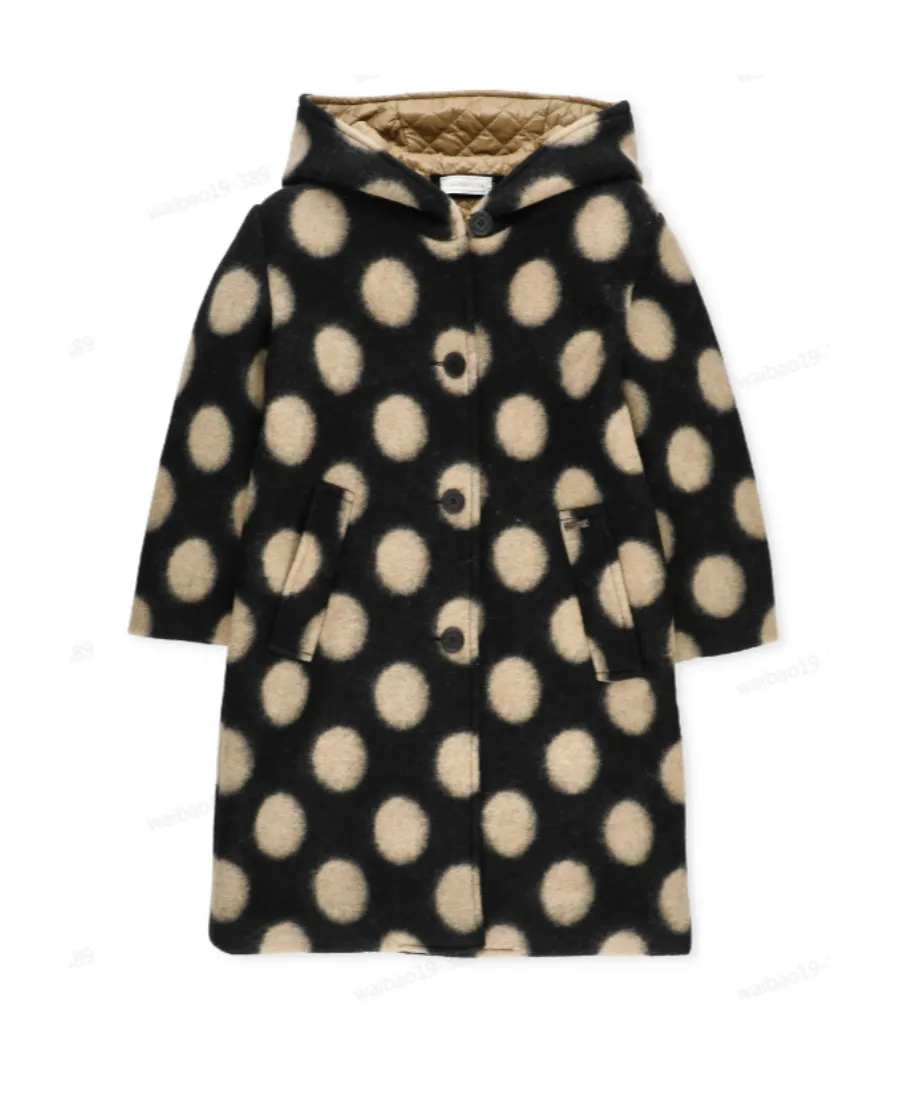 Bold Polka Dot-Print Buttoned Coat