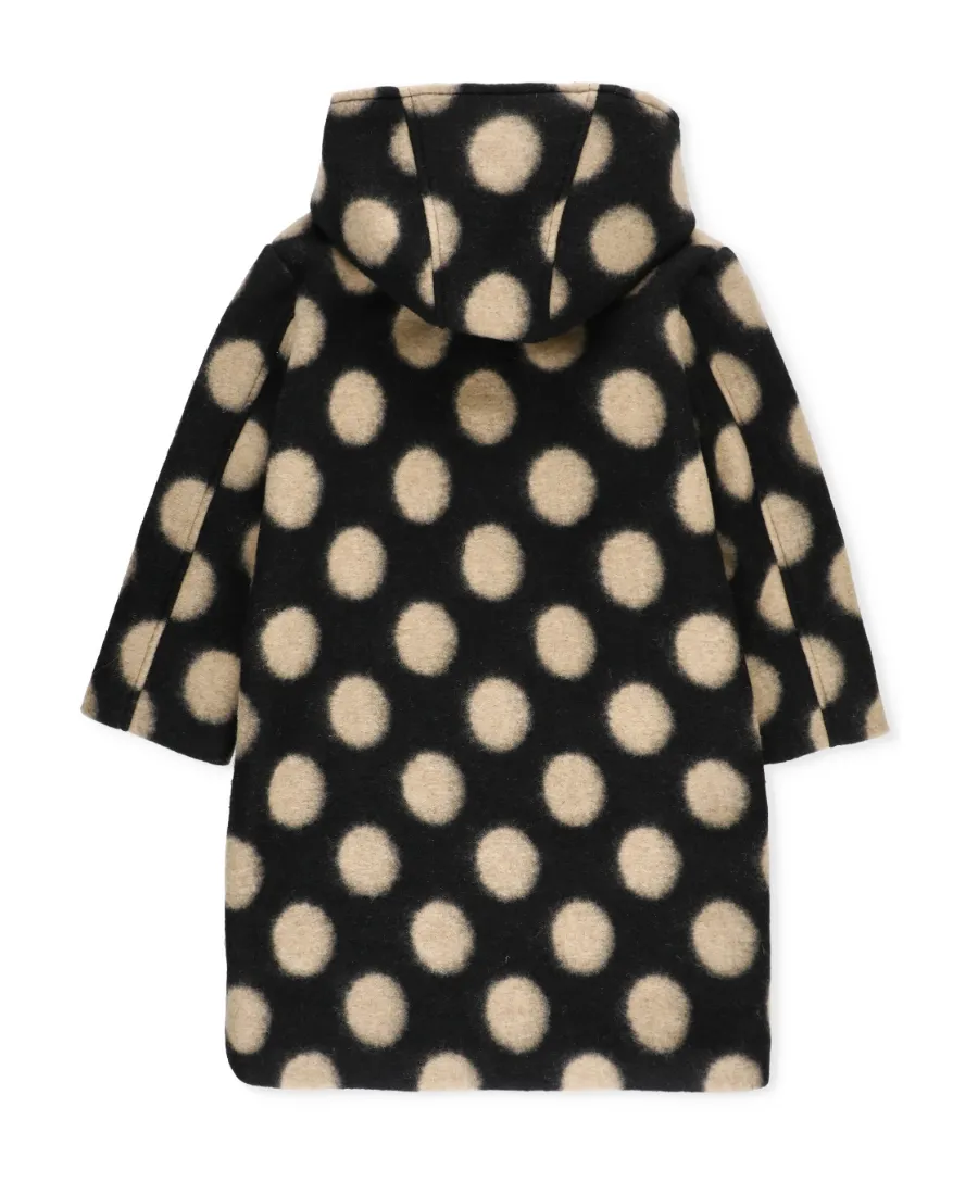 Bold Polka Dot-Print Buttoned Coat