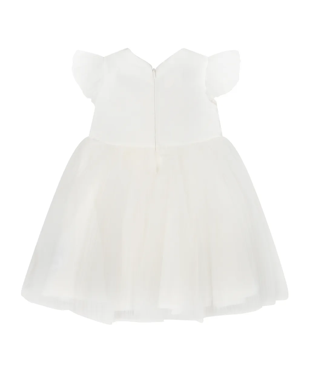 Floral Patch Tulle Flared Dress