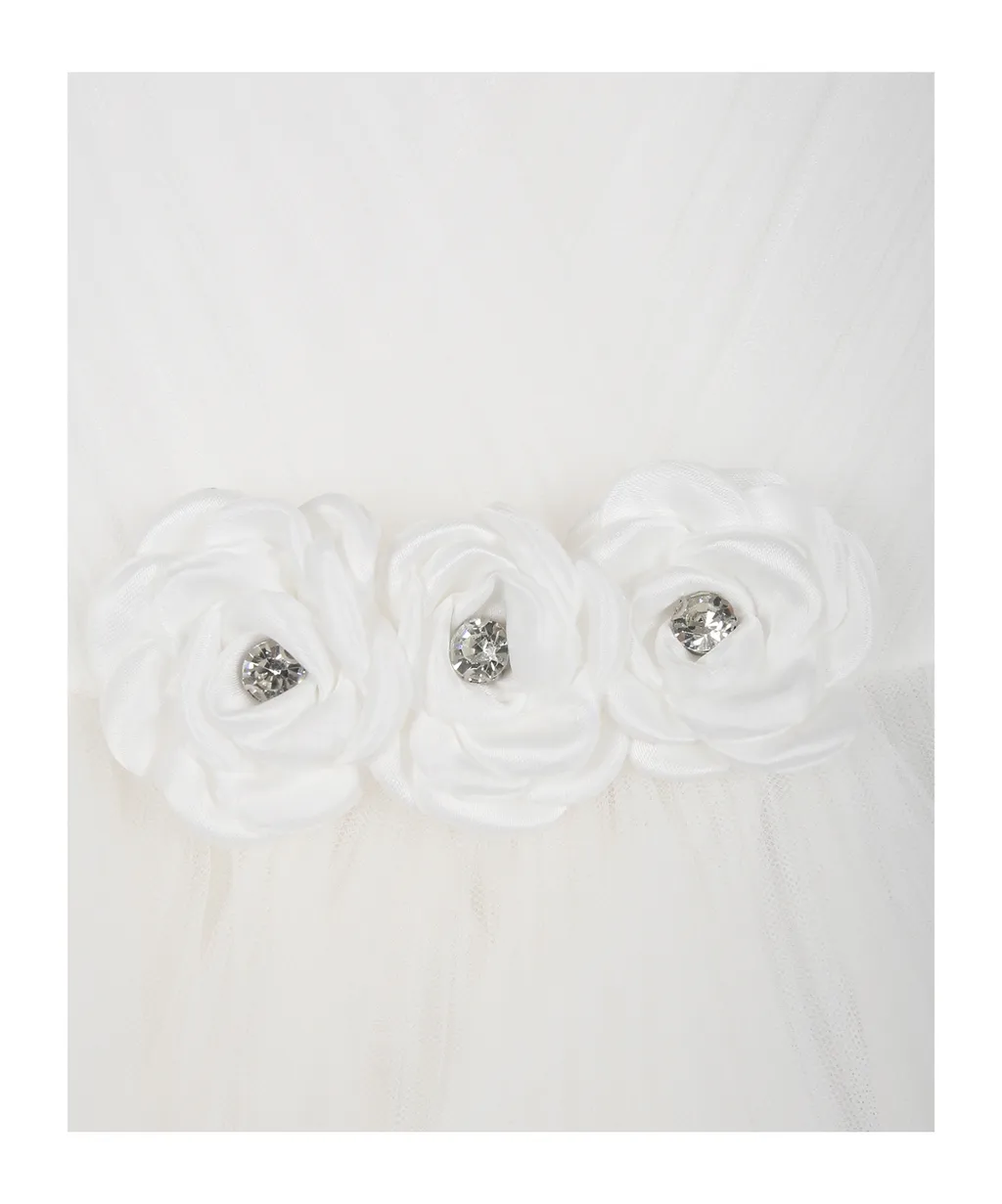 Floral Patch Tulle Flared Dress