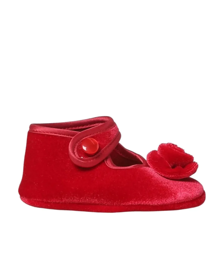 Floral-Appliqué Velvet Ballerinas