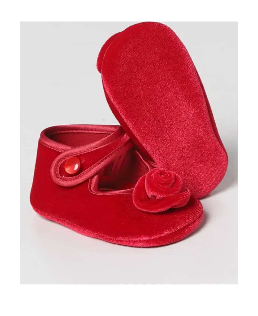 Floral-Appliqué Velvet Ballerinas