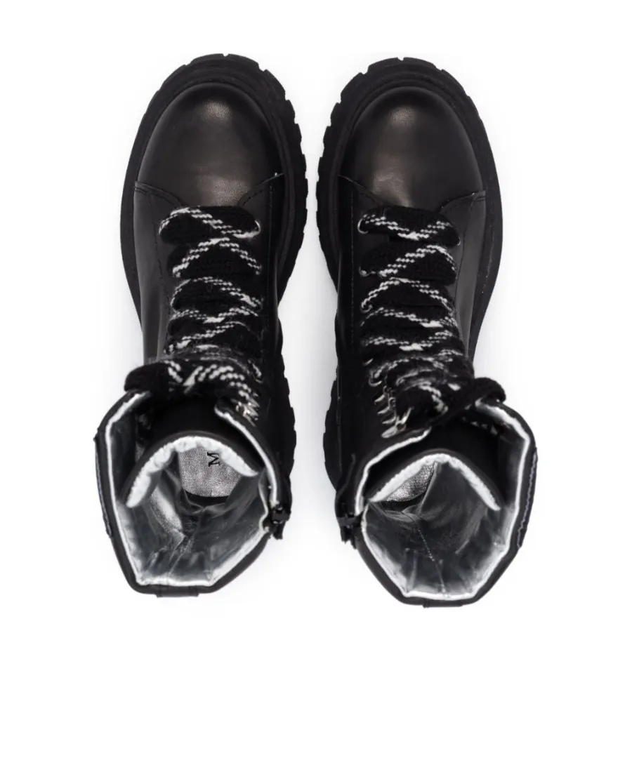 Lace-Up Leather Ankle Boots