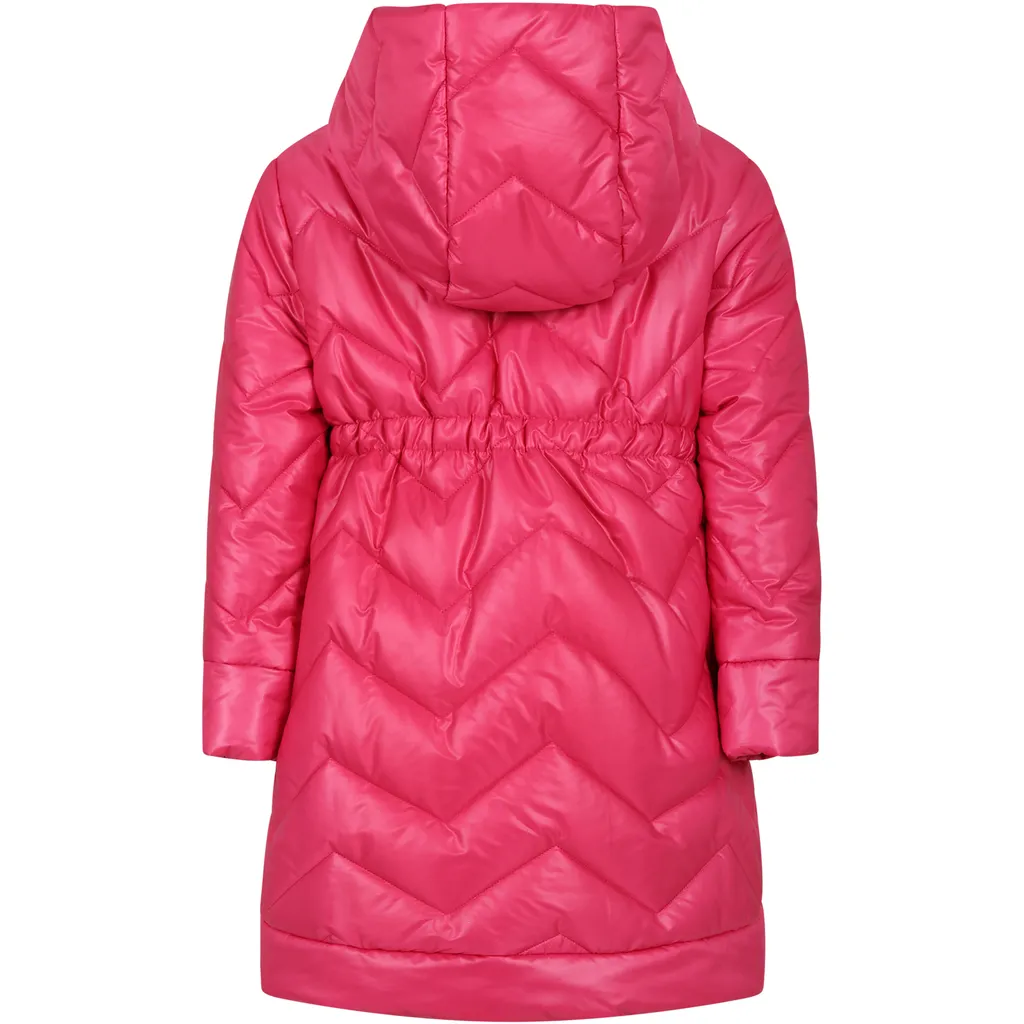 Logo Patch Quilted Hooded Down Jacket