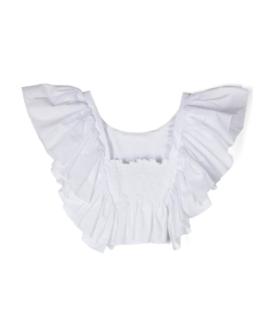 Ruffle-Trim Cropped Blouse