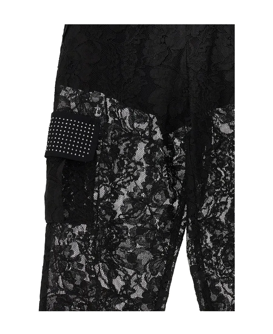Lace-Overlay Trousers