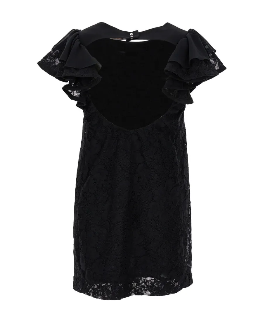 Round-Neck Lace-Layered Dress