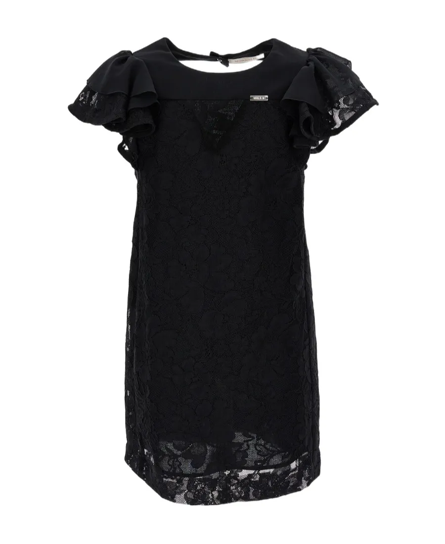 Round-Neck Lace-Layered Dress