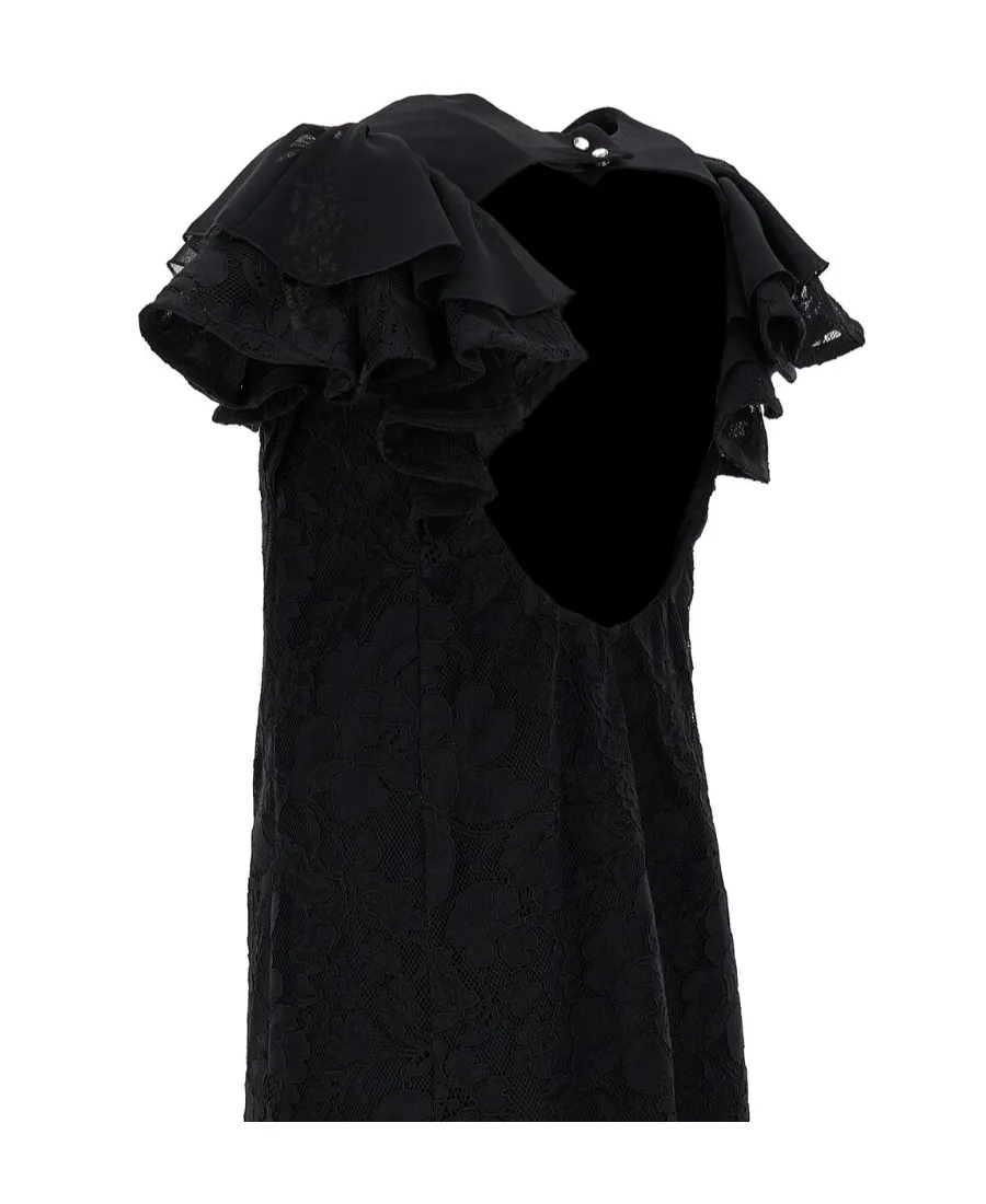 Round-Neck Lace-Layered Dress
