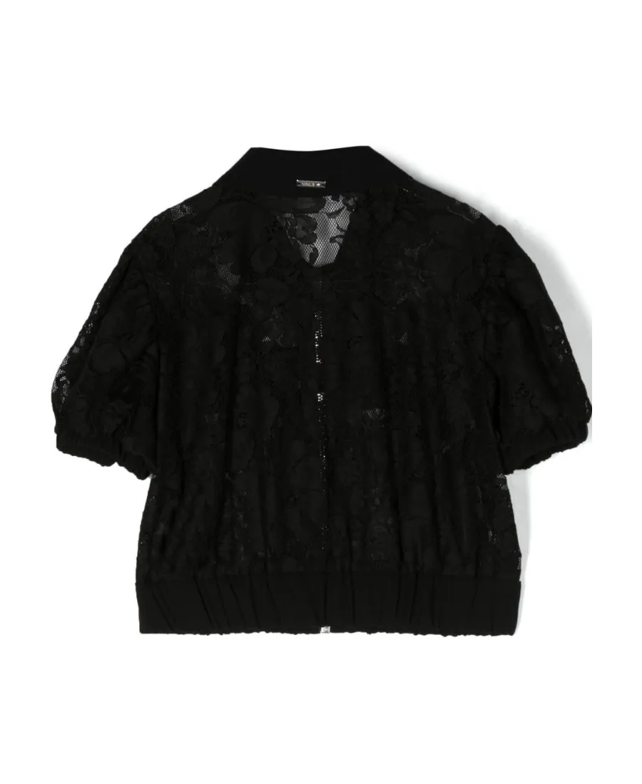 Lace Short-Sleeve Zip Shirt