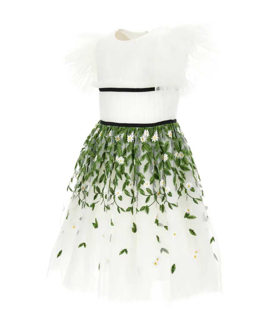 Embroidered-Leaf Detail Dress