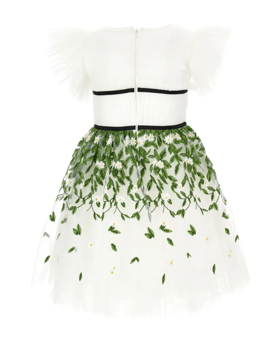 Embroidered-Leaf Detail Dress