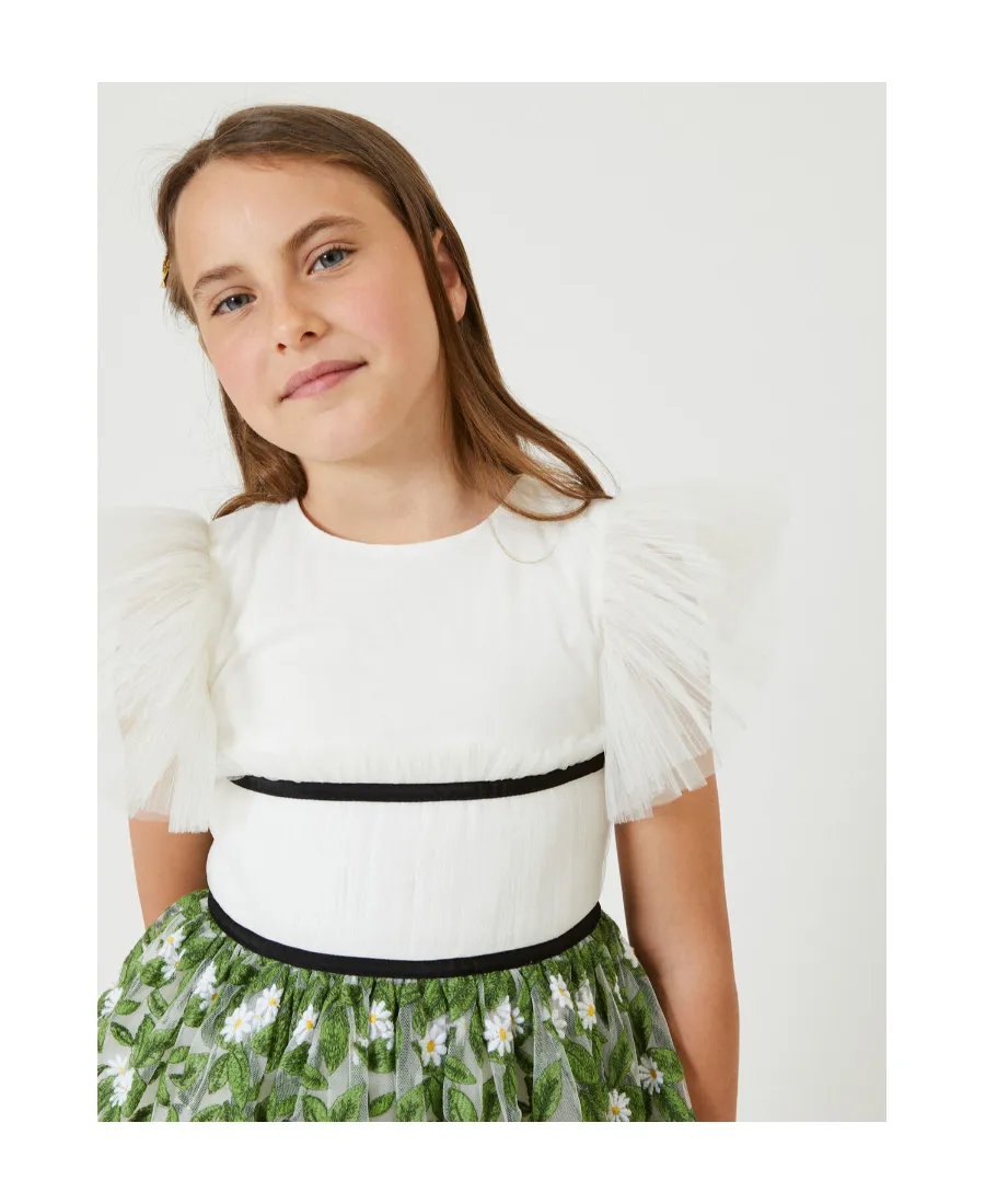 Embroidered-Leaf Detail Dress
