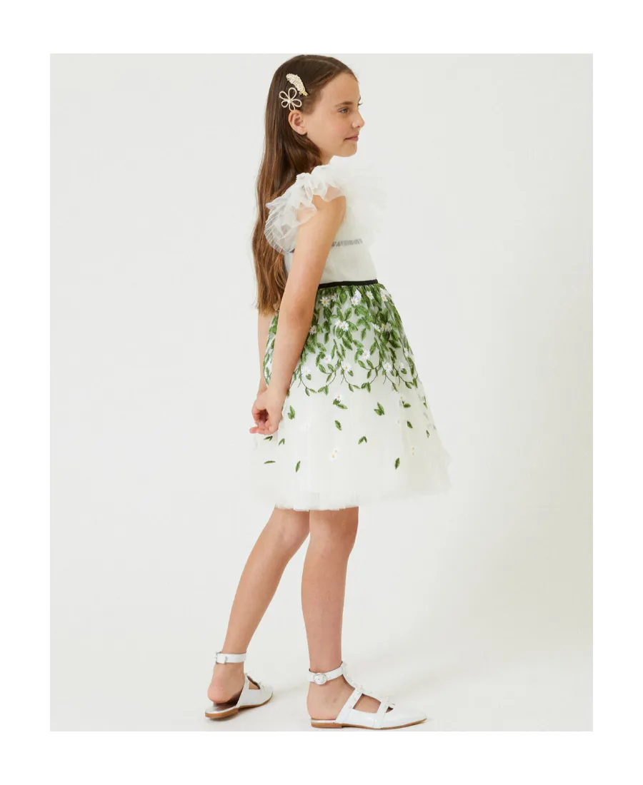 Embroidered-Leaf Detail Dress