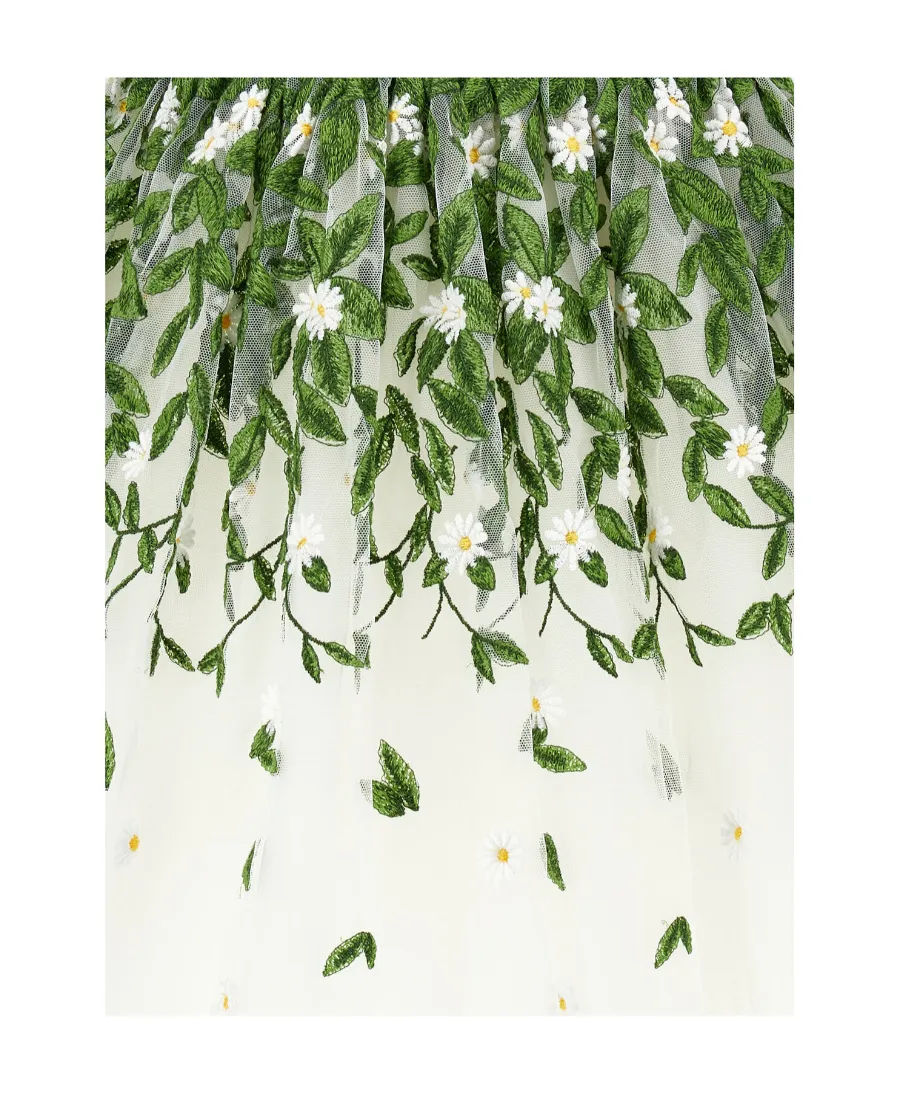 Embroidered-Leaf Detail Dress
