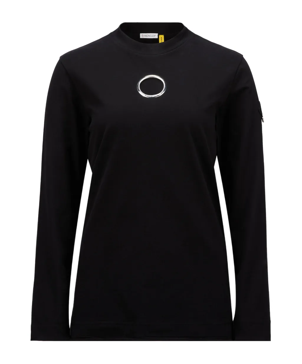 Long Sleeve Eyelet Cotton T-Shirt