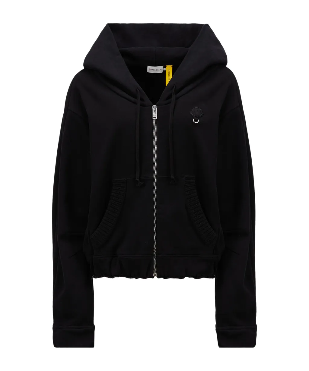 Zip-Up Eyelet Cotton Hoodie