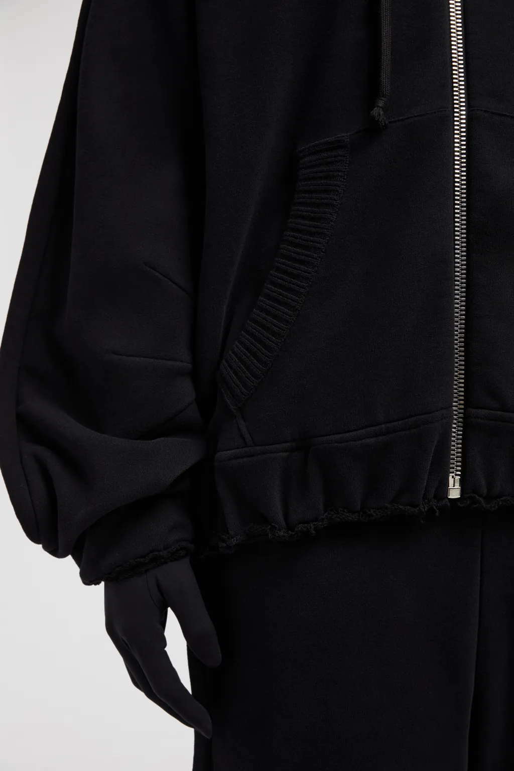 Zip-Up Eyelet Cotton Hoodie