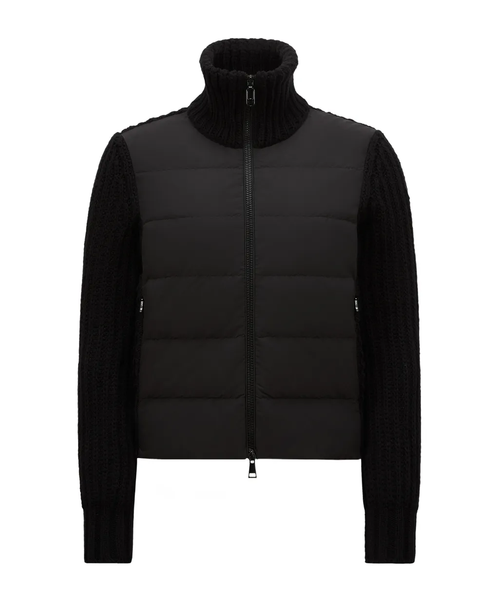 Zip-Up Padded Knit Cardigan