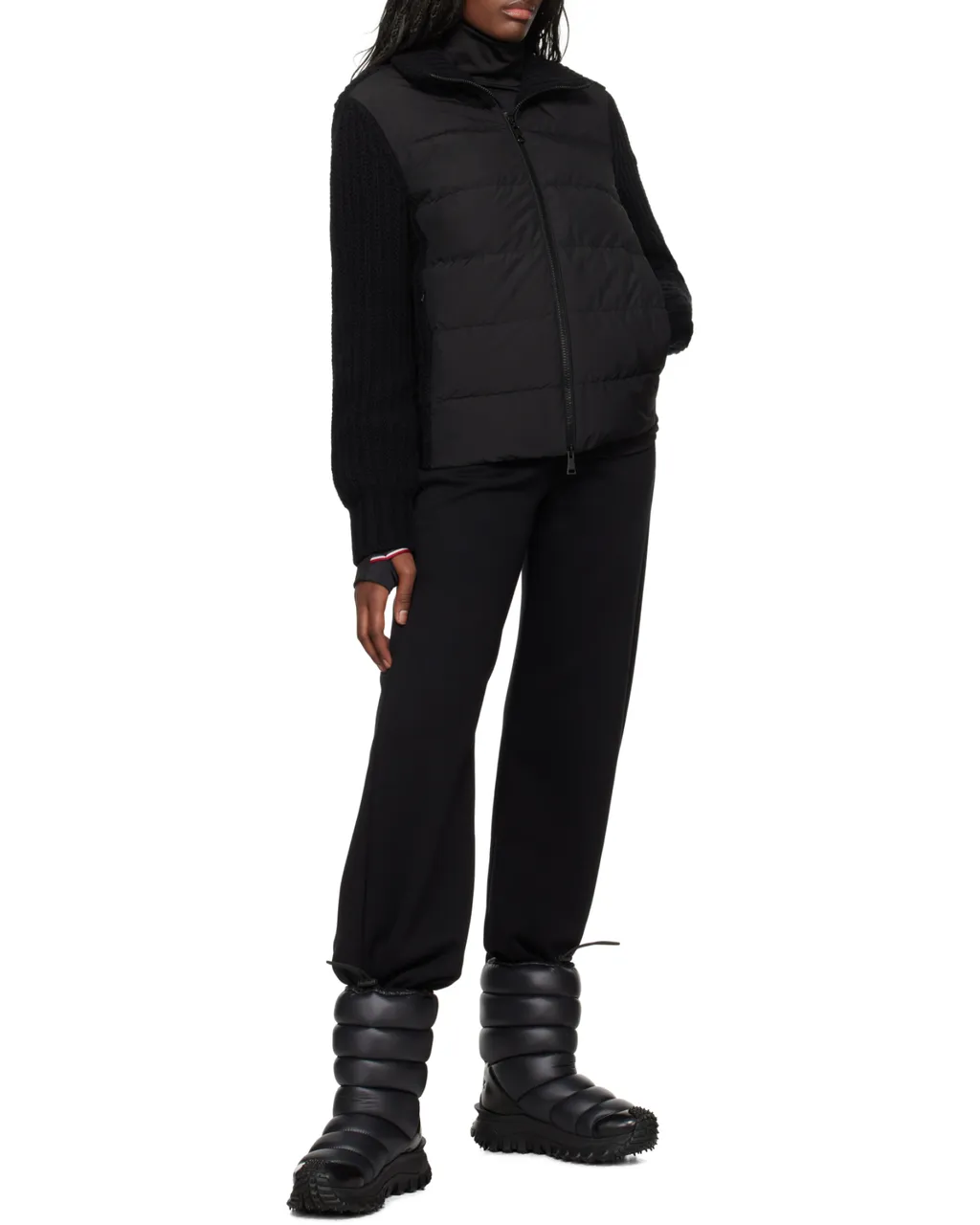 Zip-Up Padded Knit Cardigan