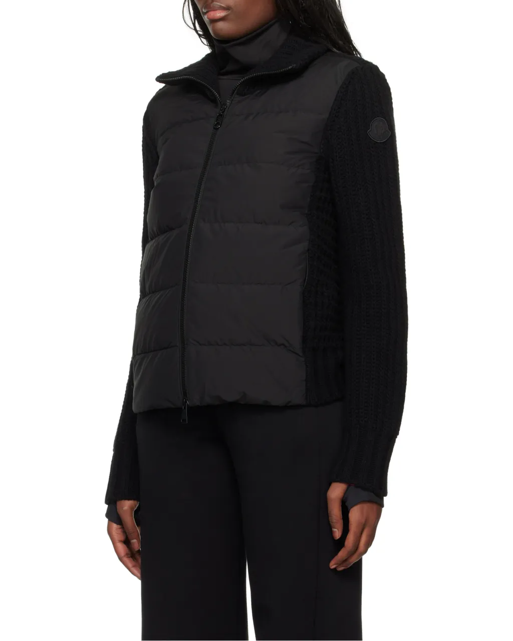 Zip-Up Padded Knit Cardigan