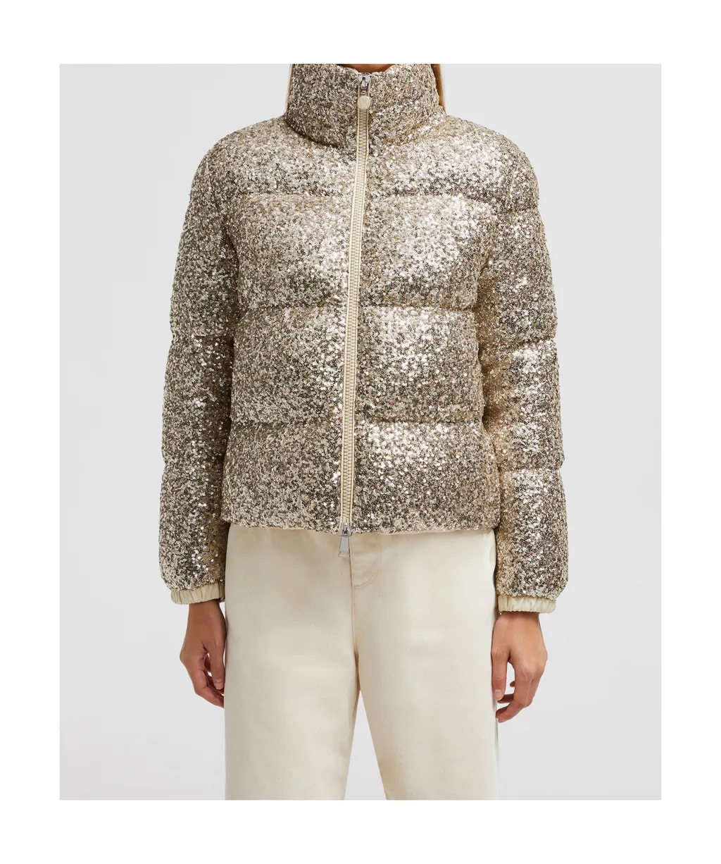 Sequinned Zip-Up Puffer Jacket