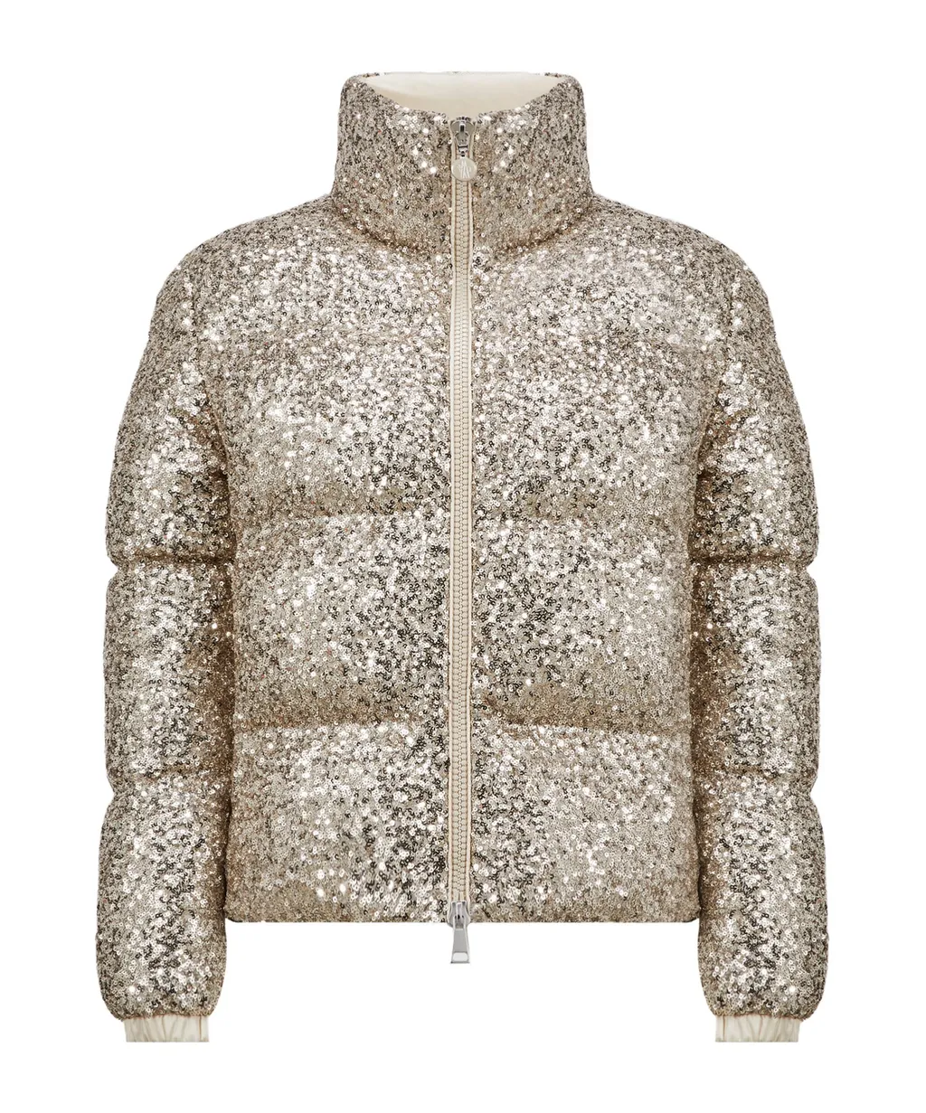Sequinned Zip-Up Puffer Jacket