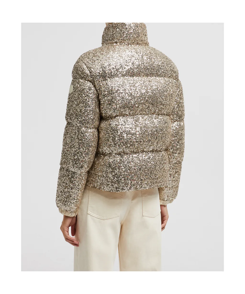 Sequinned Zip-Up Puffer Jacket