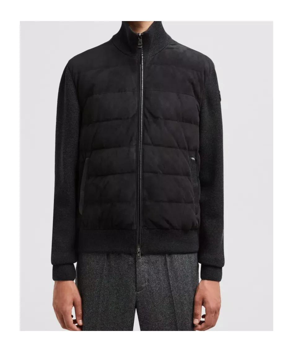Padded Knit Zip-Up Cardigan