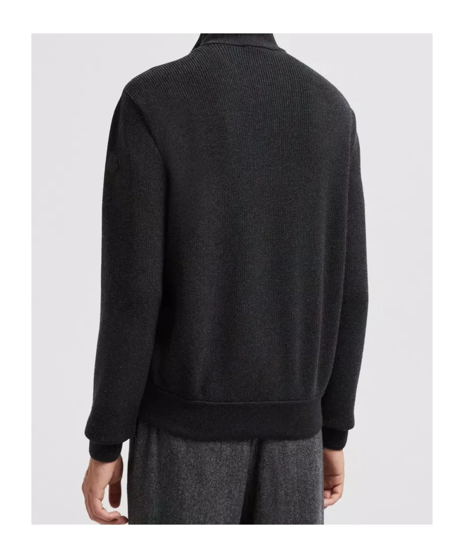 Padded Knit Zip-Up Cardigan