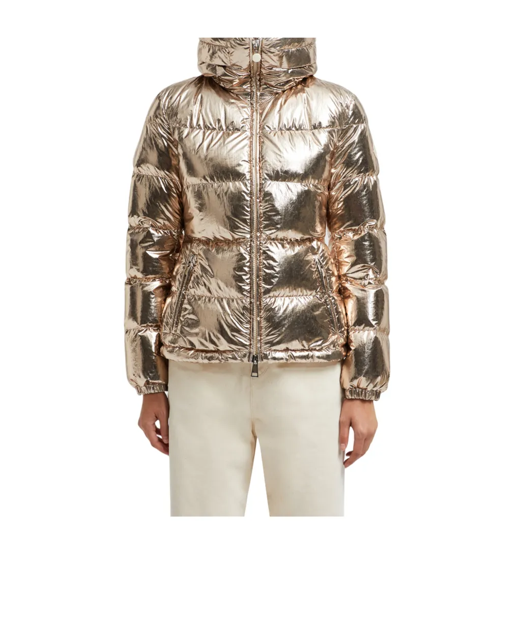 Metallic Zip-Up Puffer Jacket
