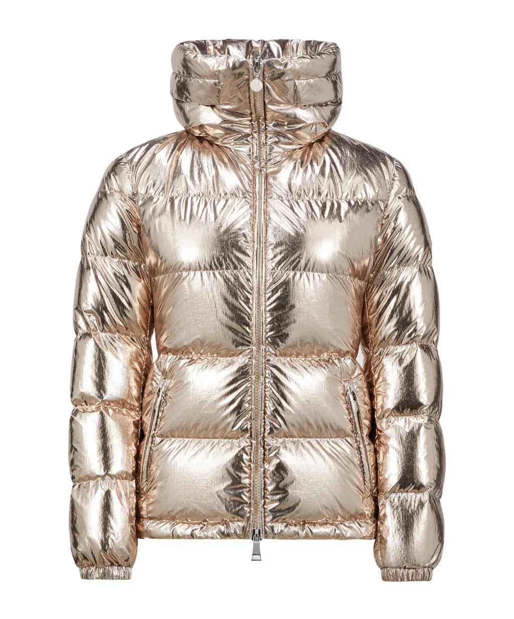 Metallic Zip-Up Puffer Jacket