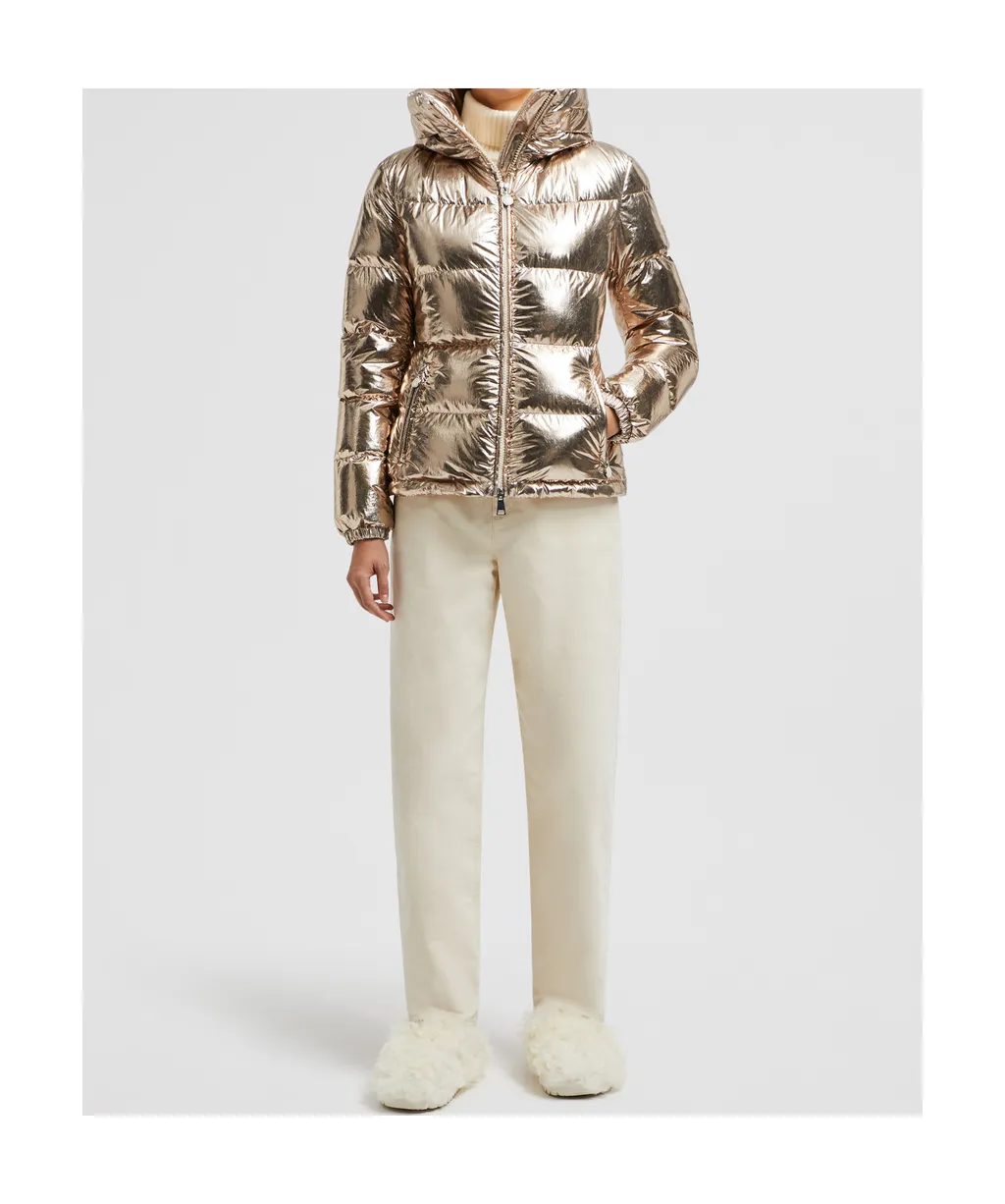 Metallic Zip-Up Puffer Jacket