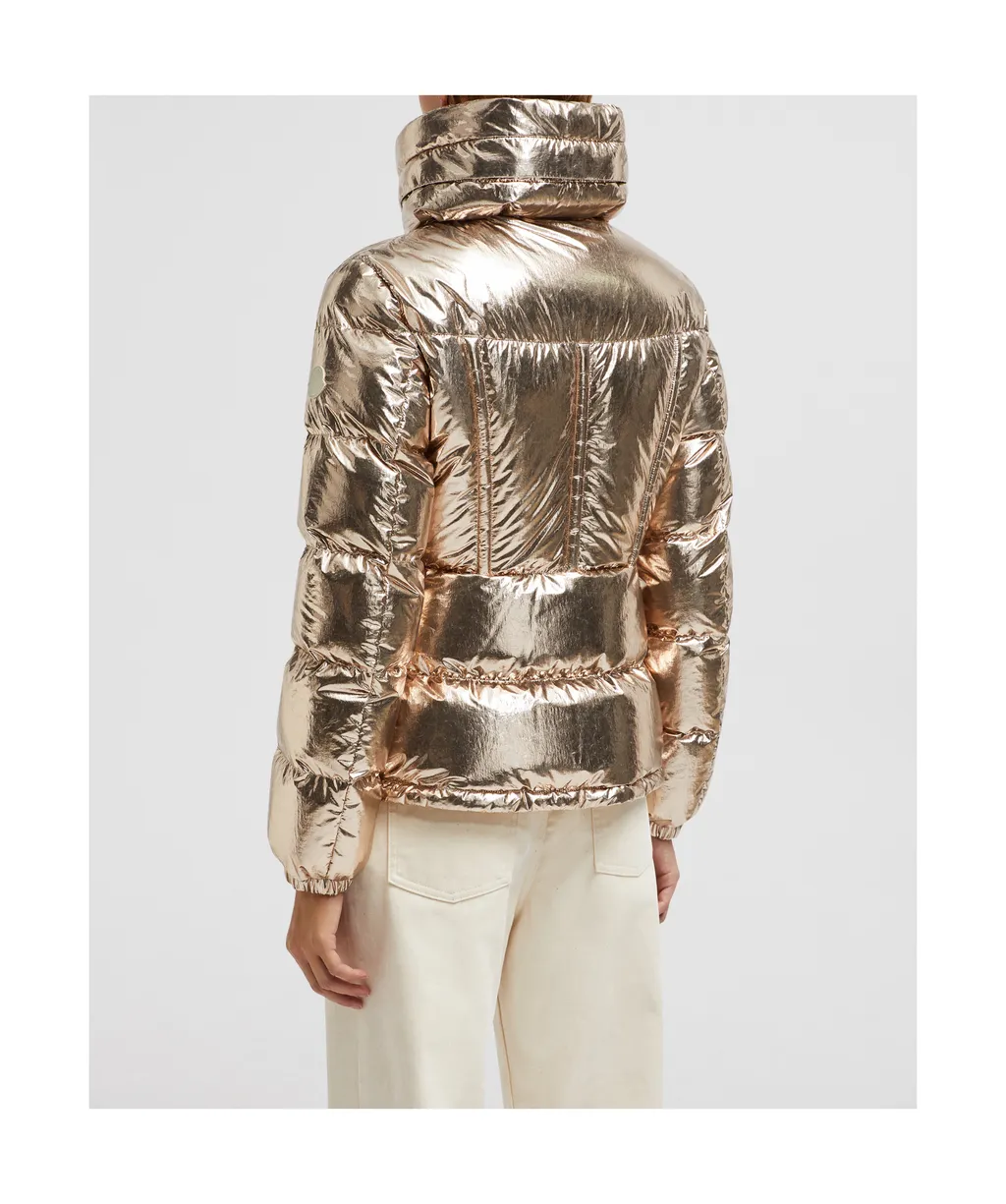 Metallic Zip-Up Puffer Jacket