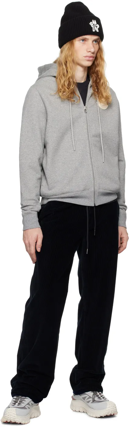 Logo Patch Zip-Up Drawstring Hoodie