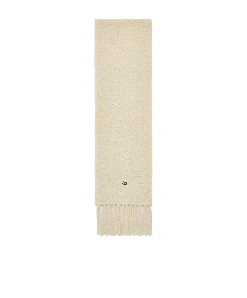 Logo Patch Brushed Fringed Scarf