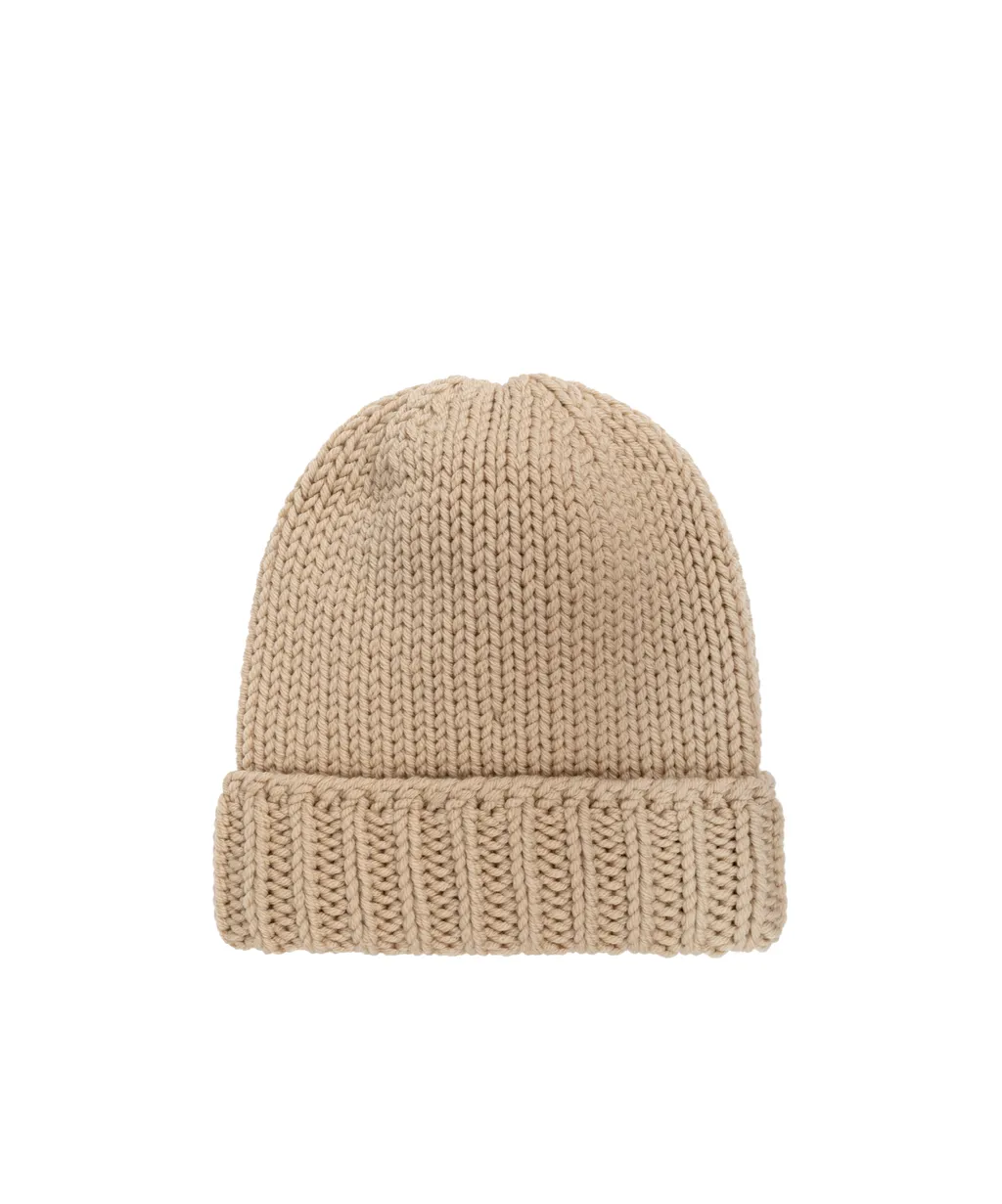 Logo Patch Ribbed Beanie