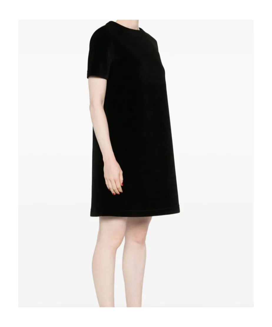 Logo Patch Velvet Mini Dress